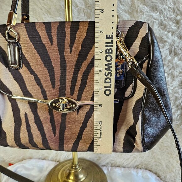 Coach 26634 Madison Small Brown Multi Leather Zebra Print Satchel Crossbody Bag - Picture 5 of 14
